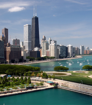 city of Chicago beautiful scenery with tall buildings