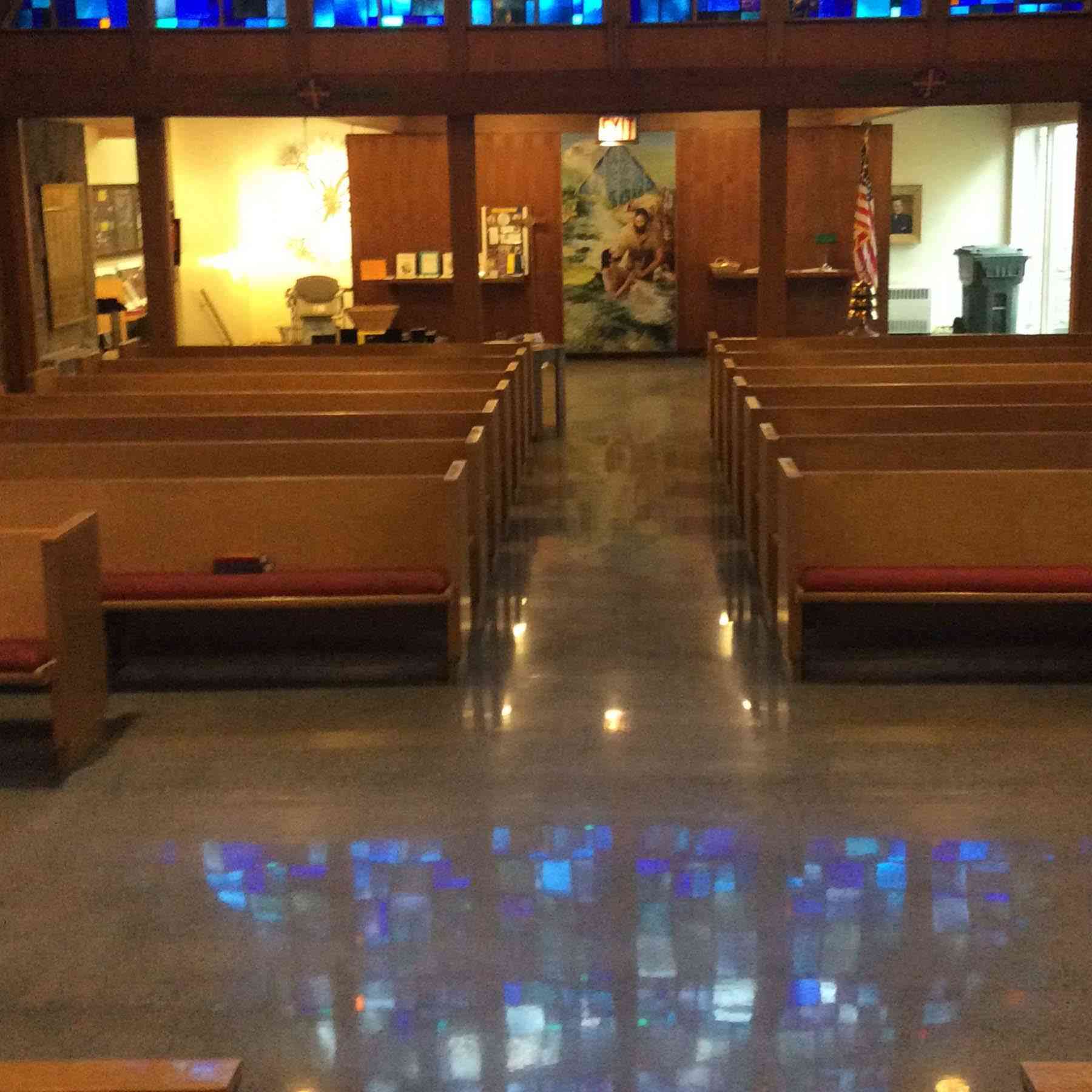 concrete flooring inside a church